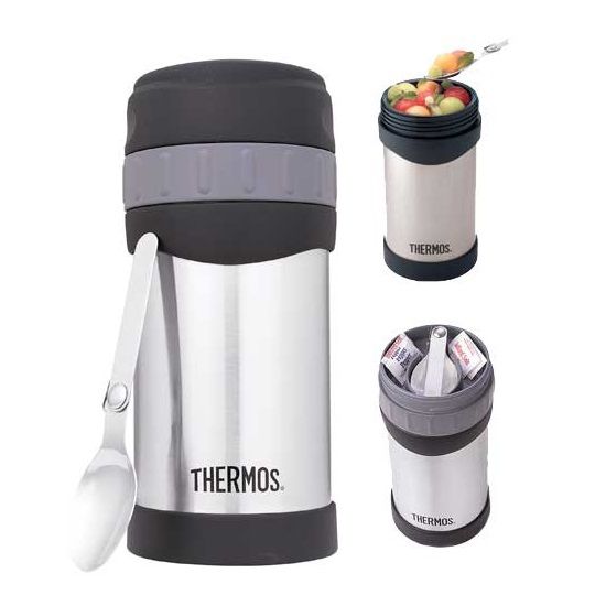 Thermos Stainless Steel 16oz 470ml Food Jar with Folding Spoon. New