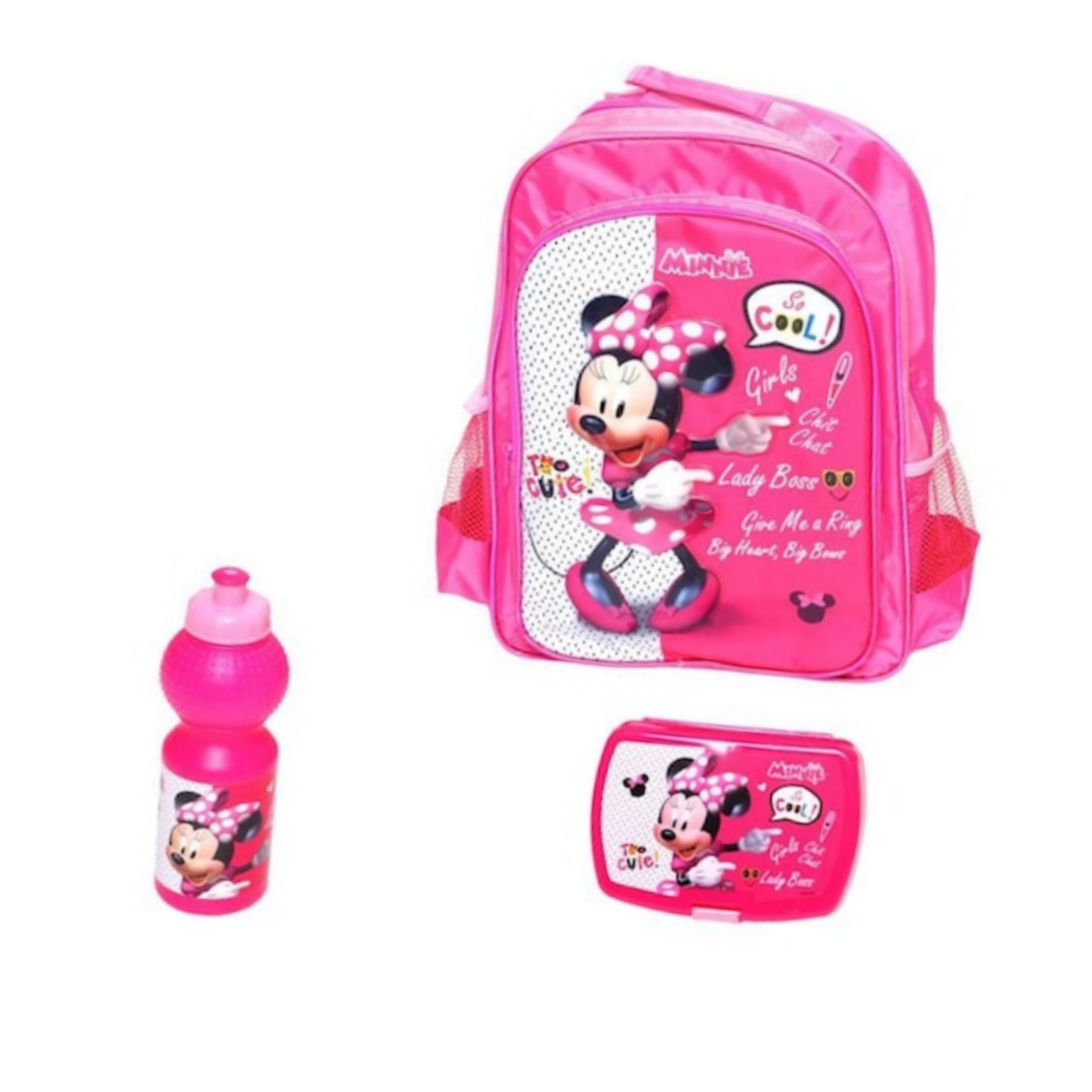 Disney Girls Lunch Bag Bottle and Snack Pot Red Minnie Mouse - One